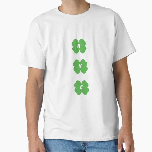 Nyc White Four Leaf Clover St T-Shirt - Casual Everyday Wear for Adults - T-Shirt, Sweatshirt, Hoodie