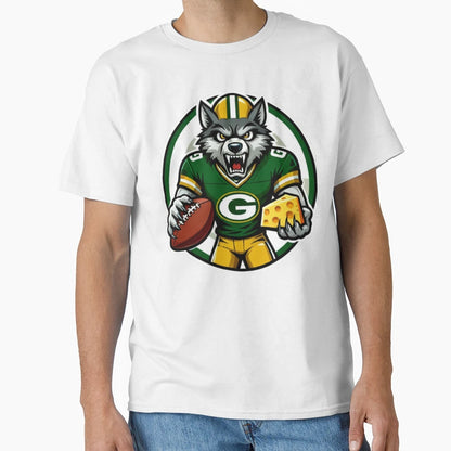 Angry Wolf Football Mascot Cheese T-Shirt - Minimalist Print Men Women - T-Shirt, Sweatshirt, Hoodie