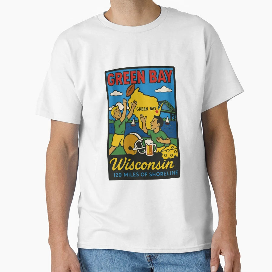 Green Bay Wisconsin Decal T-Shirt - Graphic Print Unisex - T-Shirt, Sweatshirt, Hoodie