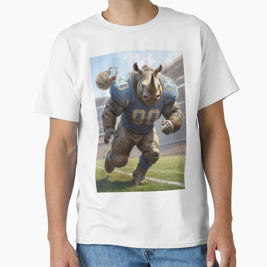 School Gridiron Rhino Mascot Football T-Shirt - Aesthetic Graphic Unisex - T-Shirt, Sweatshirt, Hoodie