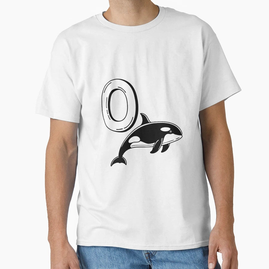 Illustration Letter O Stand Orca T-Shirt - Unique Graphic for Adults - T-Shirt, Sweatshirt, Hoodie