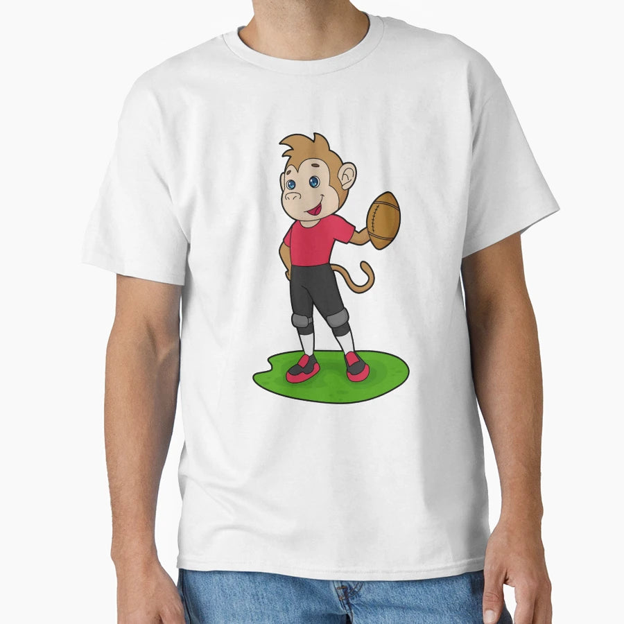Monkey Football Player Football T-Shirt - Minimalist Print for Adults - T-Shirt, Sweatshirt, Hoodie
