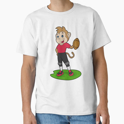Monkey Football Player Football T-Shirt - Minimalist Print for Adults - T-Shirt, Sweatshirt, Hoodie