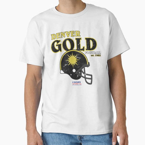 Distressed Denver Gold Helmet T-Shirt - Minimalist Print Men Women - T-Shirt, Sweatshirt, Hoodie