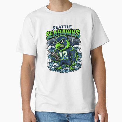 Fierce Seahawk 12 Pacific Cartoon Nfl T-Shirt - Custom Art Print Men Women - T-Shirt, Sweatshirt, Hoodie