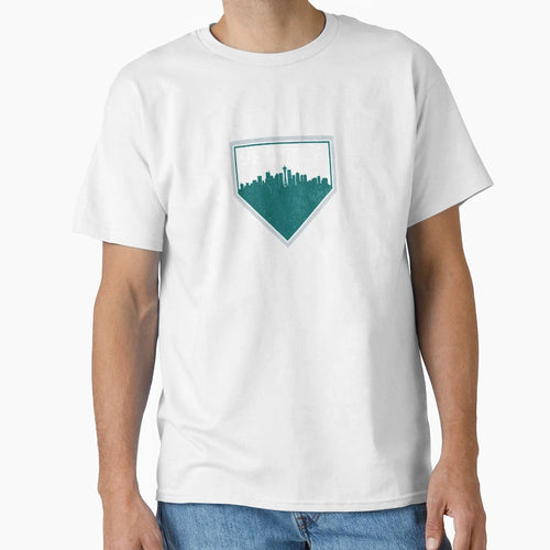 Seattle Baseball Home Plate Sea Skyline T-Shirt - Graphic Print Unisex - T-Shirt, Sweatshirt, Hoodie