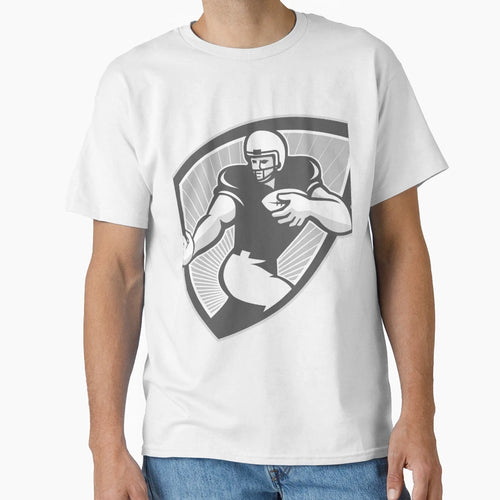 American Football Running Back Shield T-Shirt - Trendy Graphic for Adults - T-Shirt, Sweatshirt, Hoodie