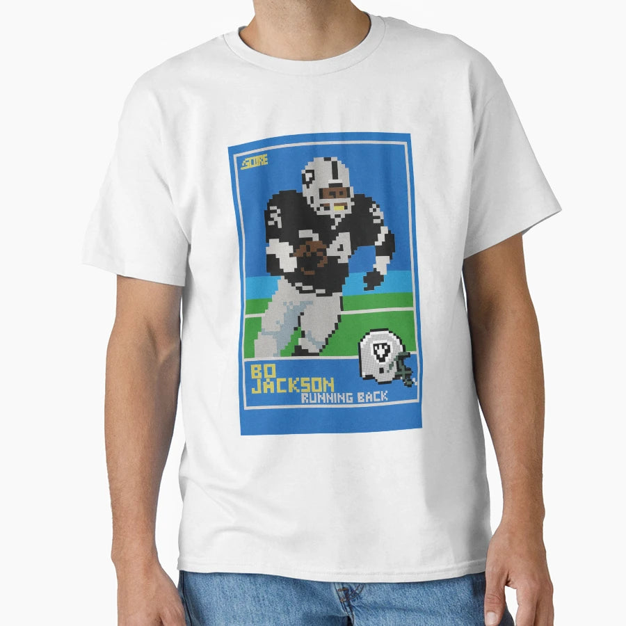 Bo Jackson Pixel Art Football Card 34 T-Shirt - Custom Art Print Men Women - T-Shirt, Sweatshirt, Hoodie