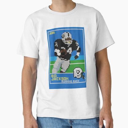 Bo Jackson Pixel Art Football Card 34 T-Shirt - Custom Art Print Men Women - T-Shirt, Sweatshirt, Hoodie