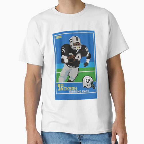 Bo Jackson Pixel Art Football Card 34 T-Shirt - Custom Art Print Men Women - T-Shirt, Sweatshirt, Hoodie