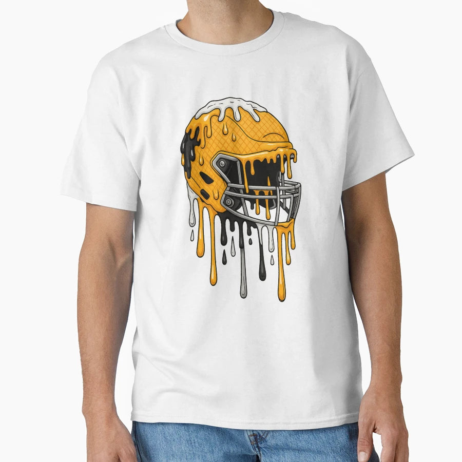 Melting Football Helmet Surreal Sports Art T-Shirt - Trendy Graphic Unisex - T-Shirt, Sweatshirt, Hoodie