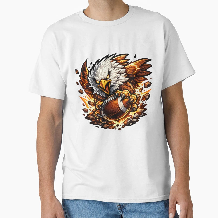American Football Eagle Mascot Aggressive T-Shirt - Novelty Apparel Unisex - T-Shirt, Sweatshirt, Hoodie