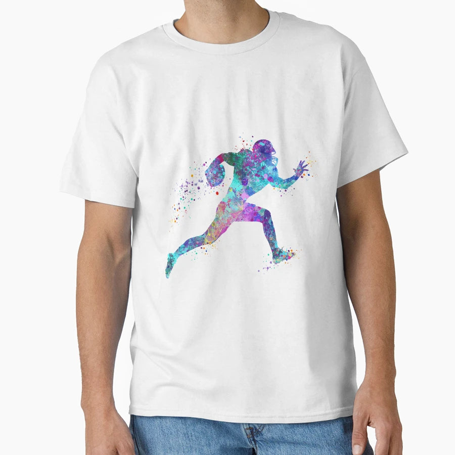 American Football Player Watercolor T-Shirt - Novelty Apparel Men Women - T-Shirt, Sweatshirt, Hoodie