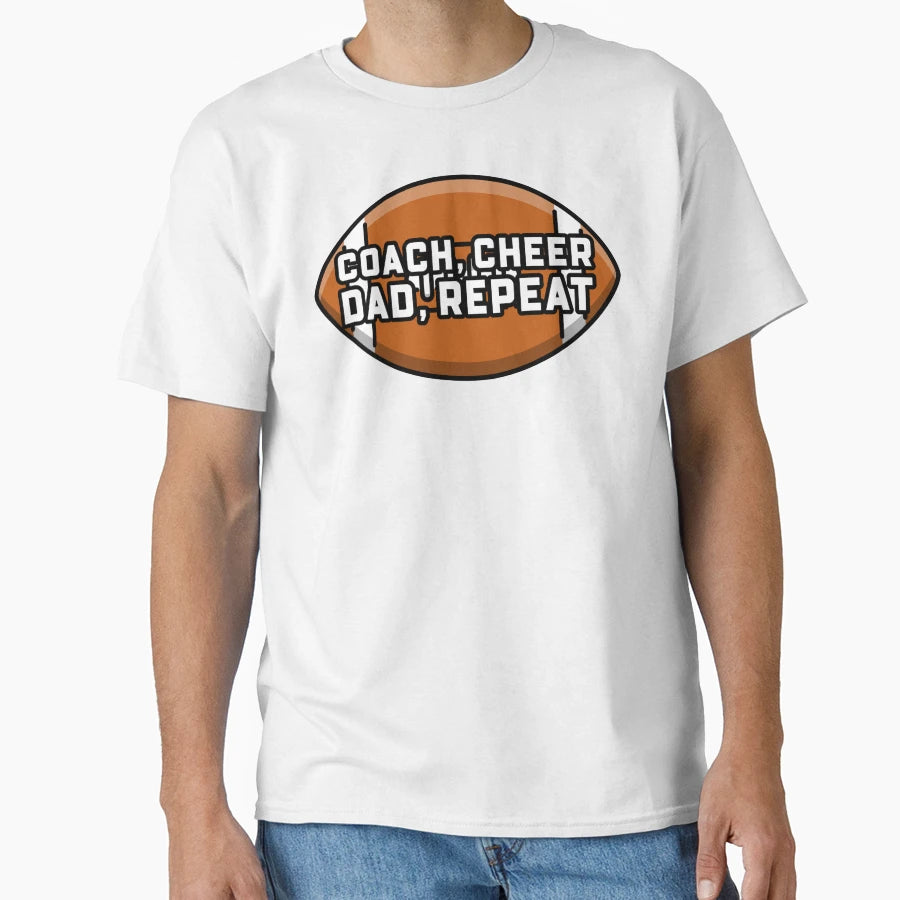 Coach Cheer Dad Repeat T-Shirt - Custom Art Print for Adults - T-Shirt, Sweatshirt, Hoodie