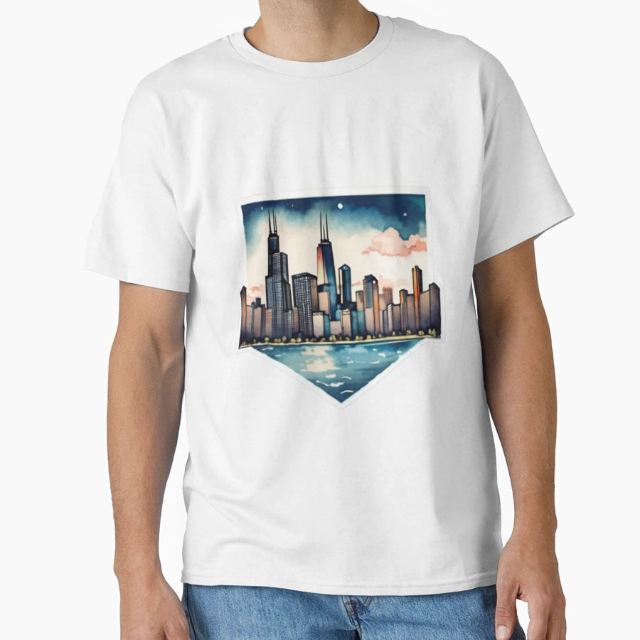Chicago Watercolor T-Shirt - Streetwear Style for Adults - T-Shirt, Sweatshirt, Hoodie