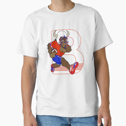 Cartoon Buffalo Football Character T-Shirt - Minimalist Print Unisex - T-Shirt, Sweatshirt, Hoodie