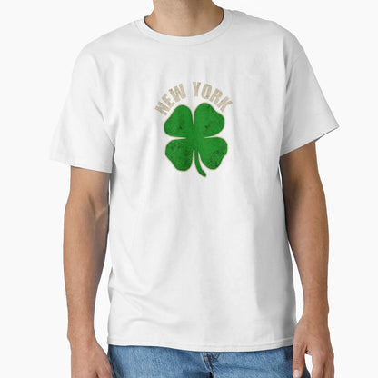 Lucky Irish New York 4 Leaf Clover T-Shirt - Streetwear Style for Adults - T-Shirt, Sweatshirt, Hoodie