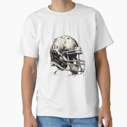 Drawing Helmet Football American T-Shirt - Custom Art Print Men Women - T-Shirt, Sweatshirt, Hoodie