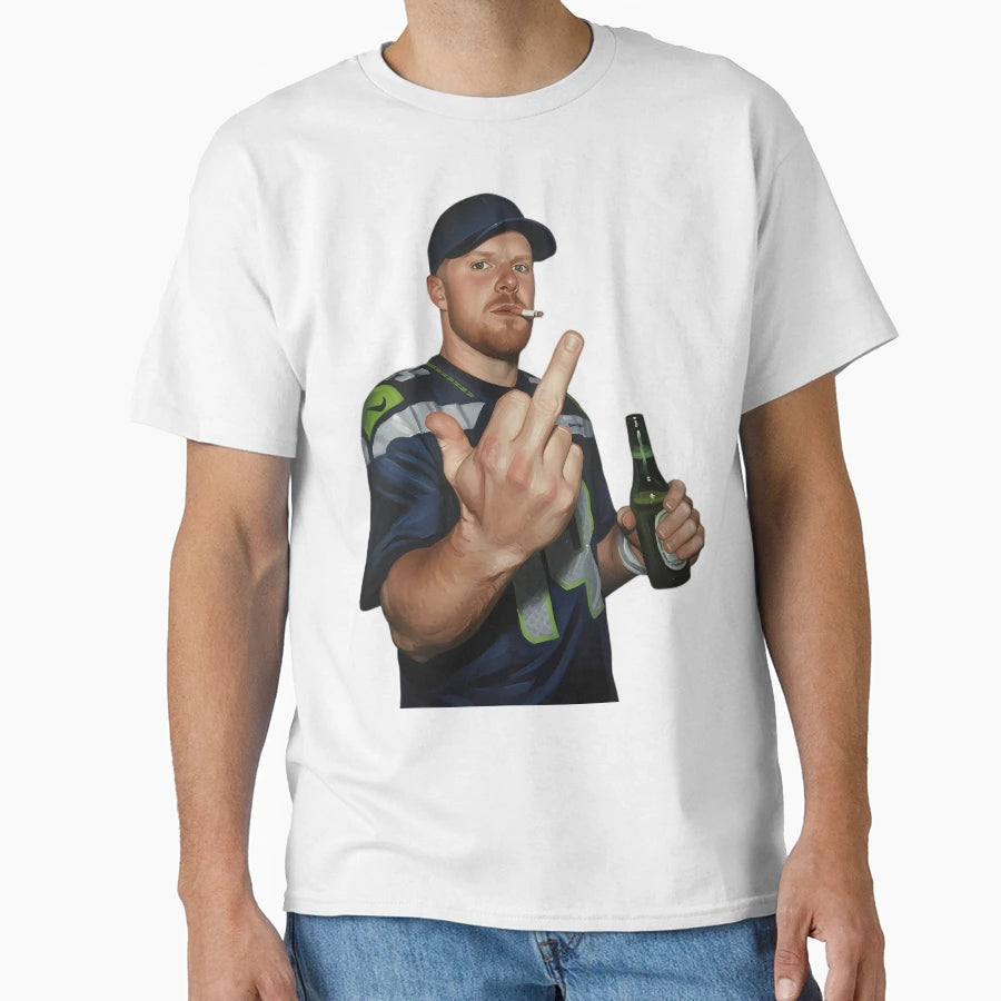 Meme Sam Darnold Middle Finge Black T-Shirt - Minimalist Print Men Women - T-Shirt, Sweatshirt, Hoodie
