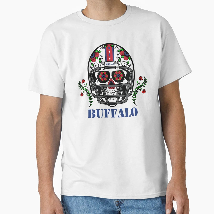 Buffalo Football Helmet Sugar Skull Day T-Shirt - Trendy Graphic Unisex - T-Shirt, Sweatshirt, Hoodie