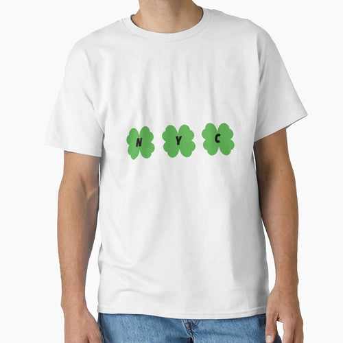 Nyc Black St Patricks Day 4 Leaf Clover T-Shirt - Minimalist Print Unisex - T-Shirt, Sweatshirt, Hoodie