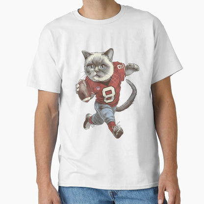 Cat American Football T-Shirt - Trendy Graphic for Adults - T-Shirt, Sweatshirt, Hoodie