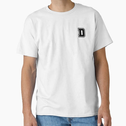 Black D Stylized Initial Alphabet T-Shirt - Casual Everyday Wear Unisex - T-Shirt, Sweatshirt, Hoodie