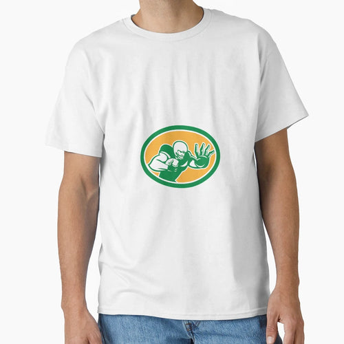 American Football Player Fend Off Oval T-Shirt - Minimalist Print Unisex - T-Shirt, Sweatshirt, Hoodie