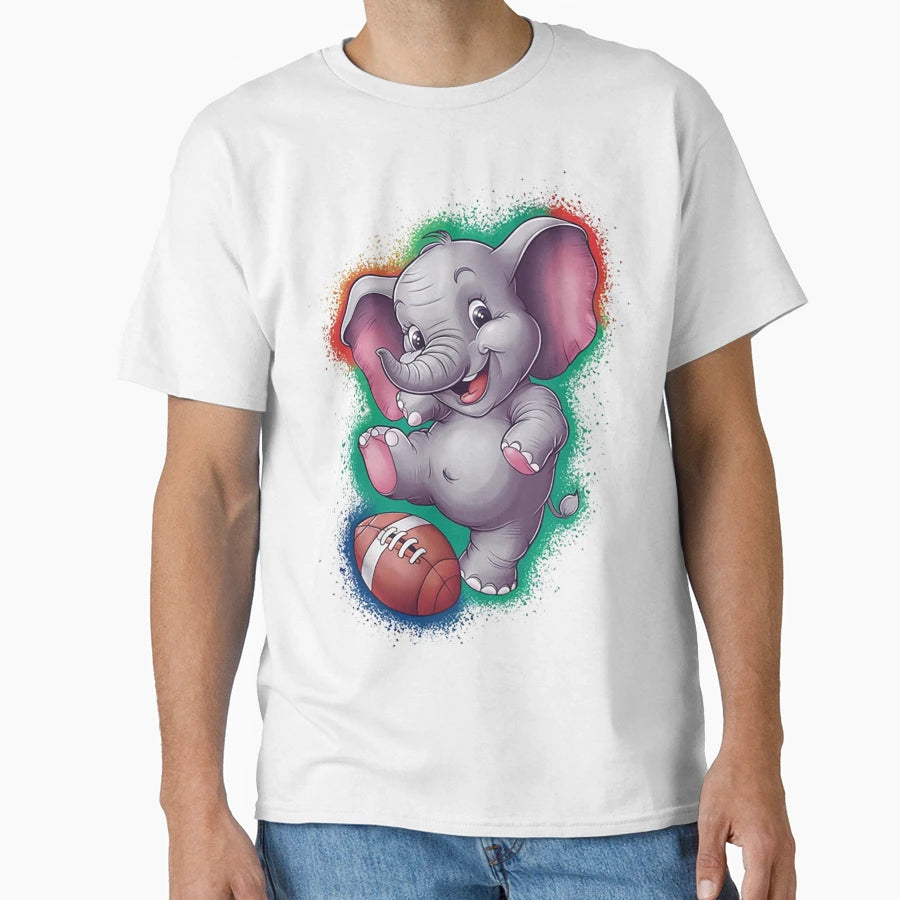 Elephant Playing Football T-Shirt - Custom Art Print Unisex - T-Shirt, Sweatshirt, Hoodie