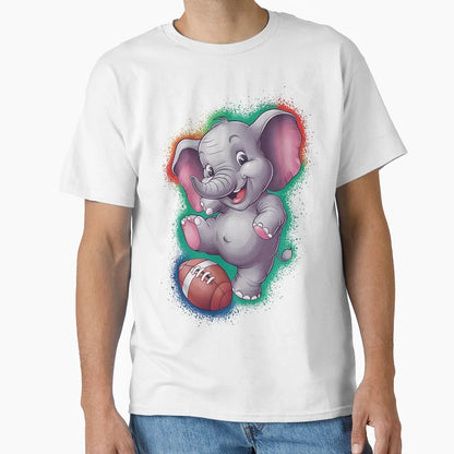 Elephant Playing Football T-Shirt - Custom Art Print Unisex - T-Shirt, Sweatshirt, Hoodie