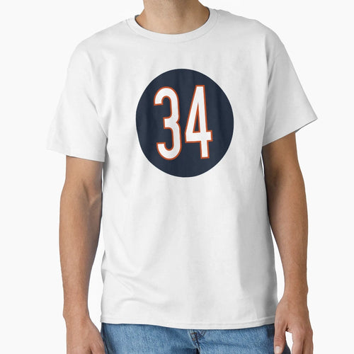 Walter Payton Number 34 Jersey T-Shirt - Aesthetic Graphic for Adults - T-Shirt, Sweatshirt, Hoodie