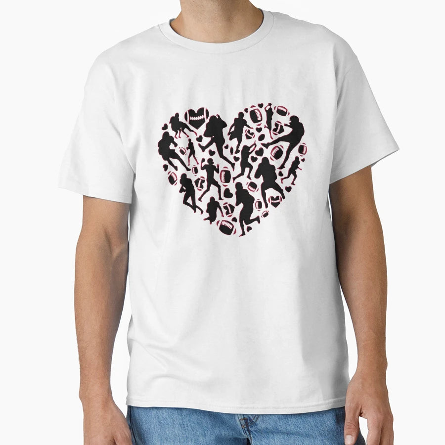 Heart American Football Players T-Shirt - Trendy Graphic Men Women - T-Shirt, Sweatshirt, Hoodie