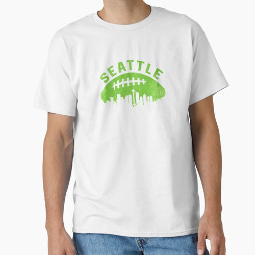 Seattle Washington Cityscape Football T-Shirt - Aesthetic Graphic Unisex - T-Shirt, Sweatshirt, Hoodie