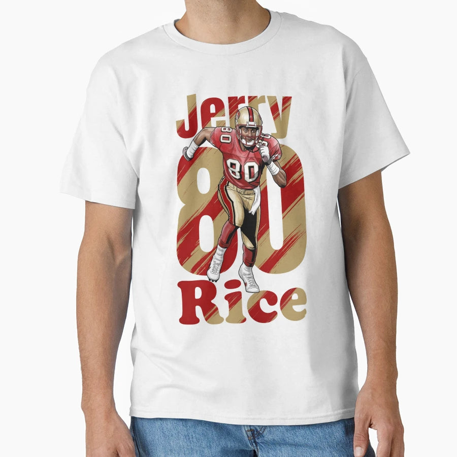 Jerry Rice 80 San Francisco Football T-Shirt - Custom Art Print Men Women - T-Shirt, Sweatshirt, Hoodie