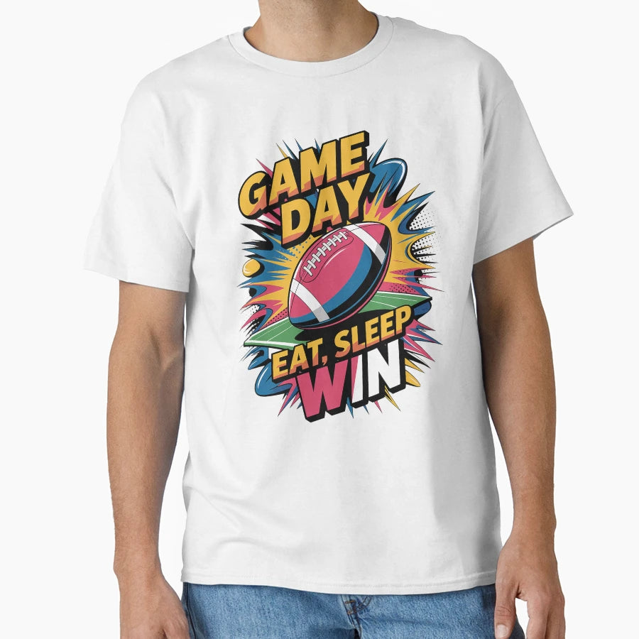 Game Day Eat Sleep Win Sport T-Shirt - Aesthetic Graphic for Adults - T-Shirt, Sweatshirt, Hoodie