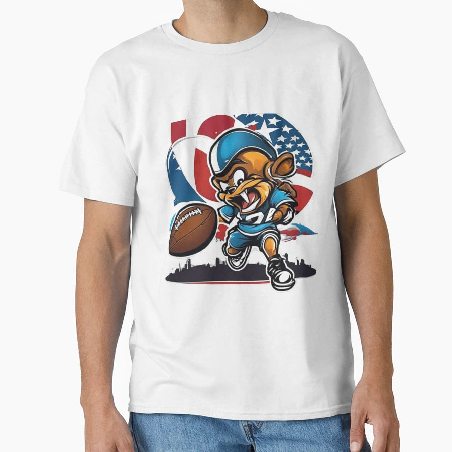 Cartoon Character Playing Football T-Shirt - Trendy Graphic Unisex - T-Shirt, Sweatshirt, Hoodie