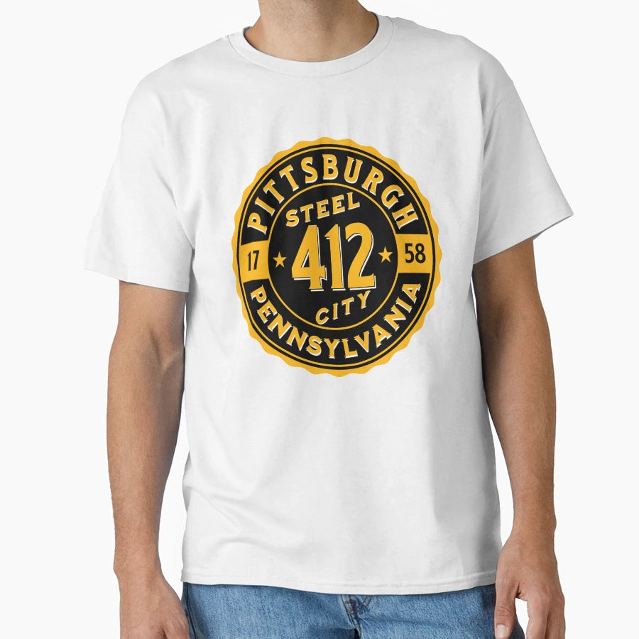 Pittsburgh Pennsylvania Steel City 412 T-Shirt - Trendy Graphic for Adults - T-Shirt, Sweatshirt, Hoodie