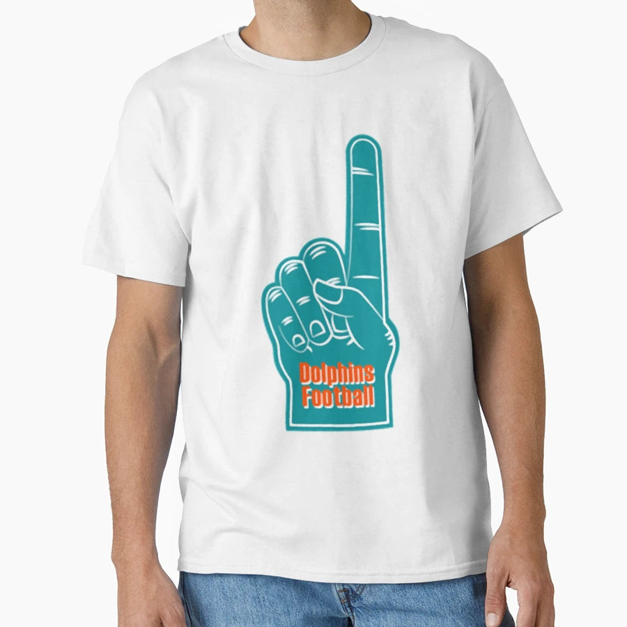 Miami Dolphins Football Foam Finger T-Shirt - Unique Graphic for Adults - T-Shirt, Sweatshirt, Hoodie