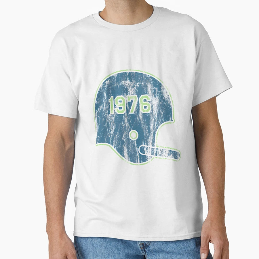 1976 Football Helmet T-Shirt - Fun Novelty Design for Adults - T-Shirt, Sweatshirt, Hoodie
