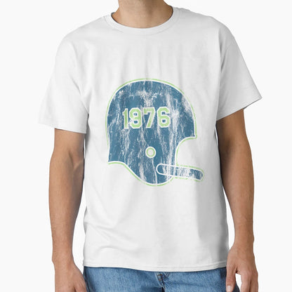 1976 Football Helmet T-Shirt - Fun Novelty Design for Adults - T-Shirt, Sweatshirt, Hoodie