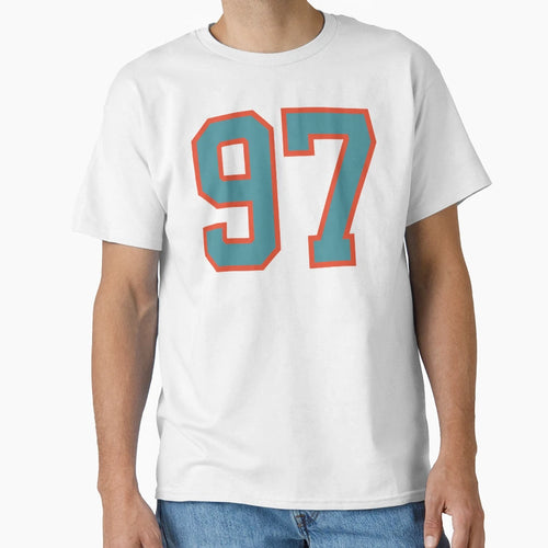 97 Number Aqua Orange Lucky Sports T-Shirt - Novelty Apparel Men Women - T-Shirt, Sweatshirt, Hoodie