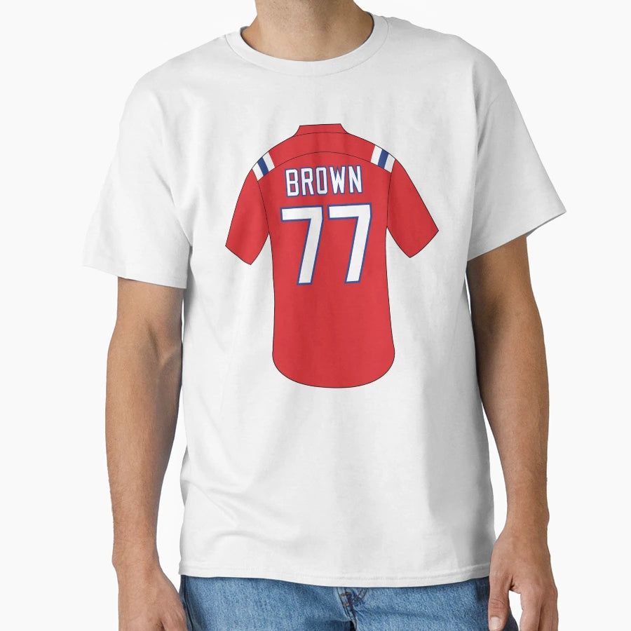 Trent Brown Jersey Number 77 T-Shirt - Fun Novelty Design Men Women - T-Shirt, Sweatshirt, Hoodie