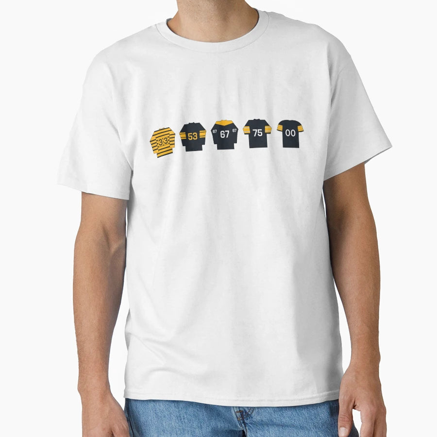 Pittsburgh Steelers Jersey History T-Shirt - Minimalist Print Unisex - T-Shirt, Sweatshirt, Hoodie