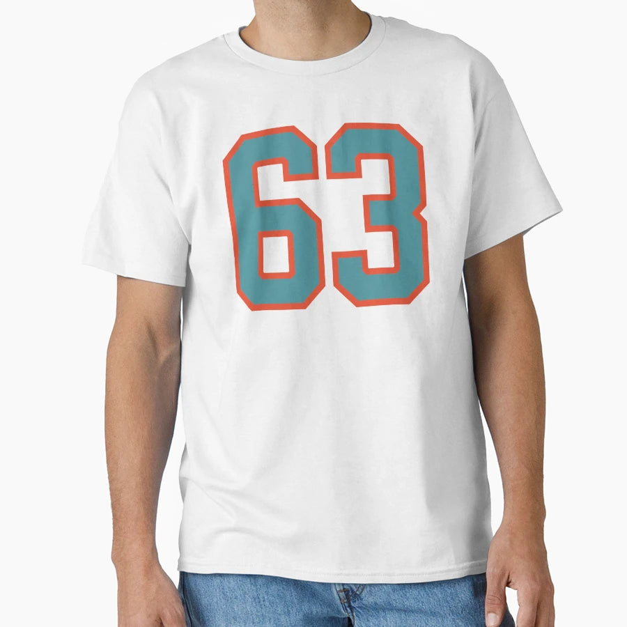 63 Number Aqua Orange Lucky Sports T-Shirt - Custom Art Print Men Women - T-Shirt, Sweatshirt, Hoodie