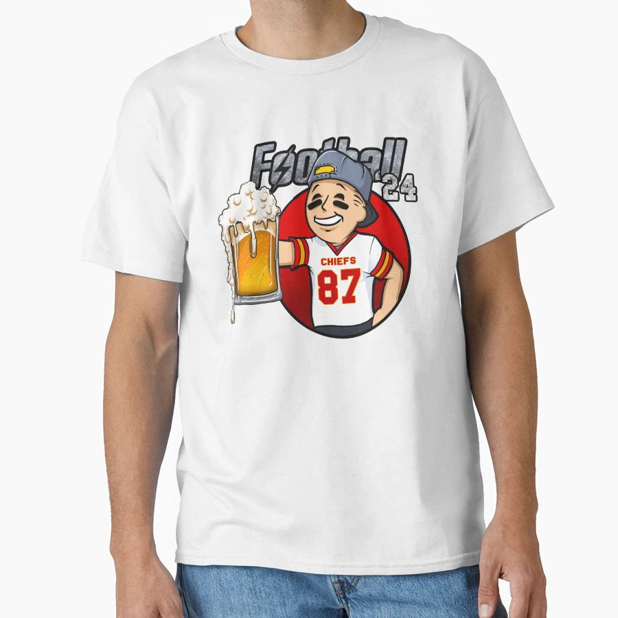 Kansas City Beer And Football T-Shirt - Graphic Print Unisex - T-Shirt, Sweatshirt, Hoodie