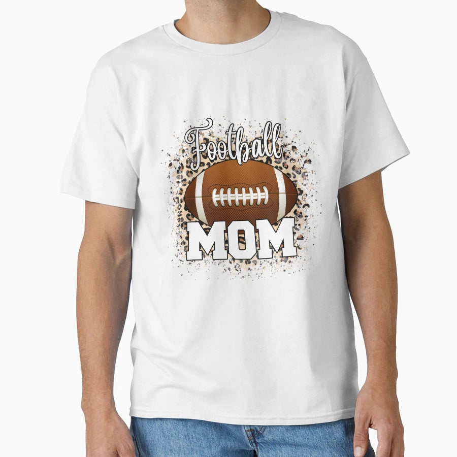Football Mom Leopard Mothers Day T-Shirt - Fun Novelty Design Men Women - T-Shirt, Sweatshirt, Hoodie