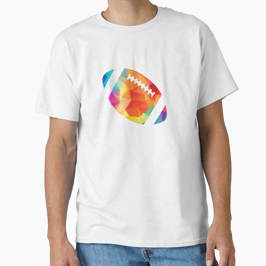 Geometric Football Shape Low Poly T-Shirt - Graphic Print Men Women - T-Shirt, Sweatshirt, Hoodie