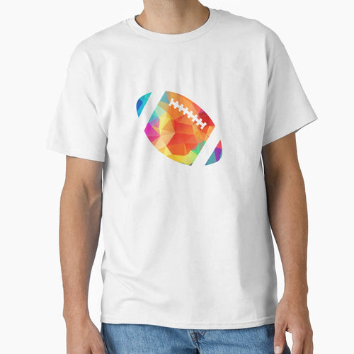 Geometric Football Shape Low Poly T-Shirt - Graphic Print Men Women - T-Shirt, Sweatshirt, Hoodie