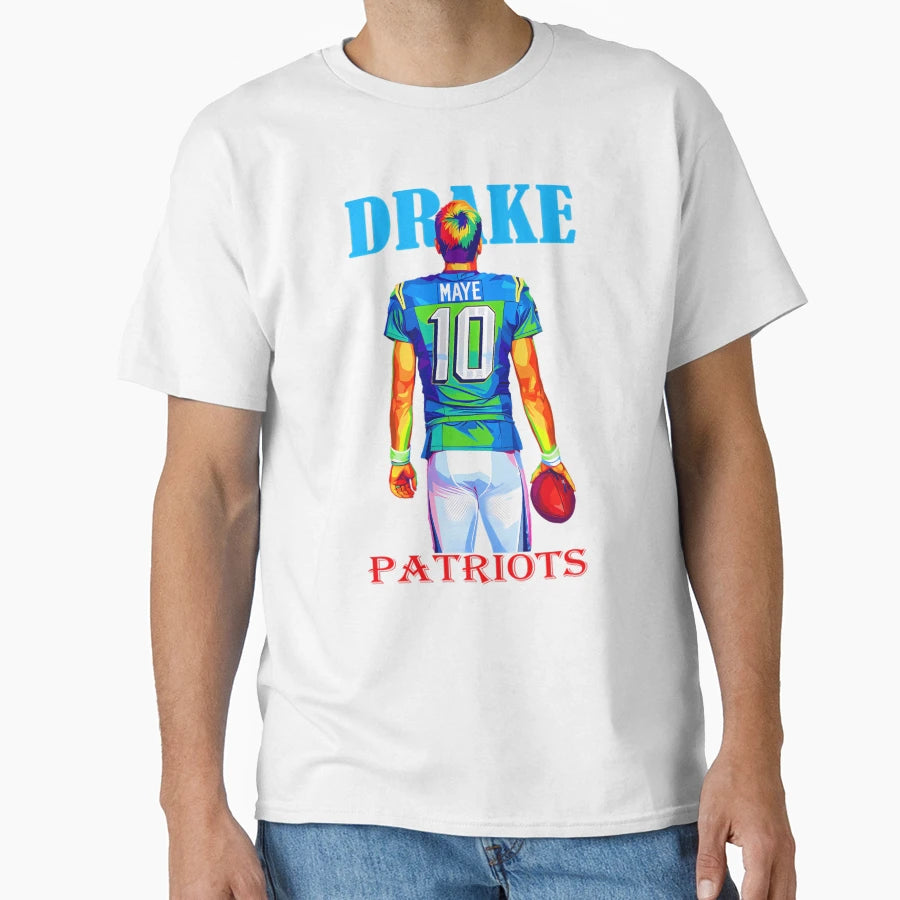 Drake Maye Pop Art Patriots T-Shirt - Unique Graphic for Adults - T-Shirt, Sweatshirt, Hoodie