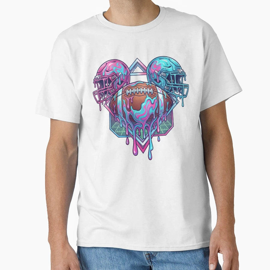 Footbanll Drip Ice Cream Drip T-Shirt - Fun Novelty Design for Adults - T-Shirt, Sweatshirt, Hoodie
